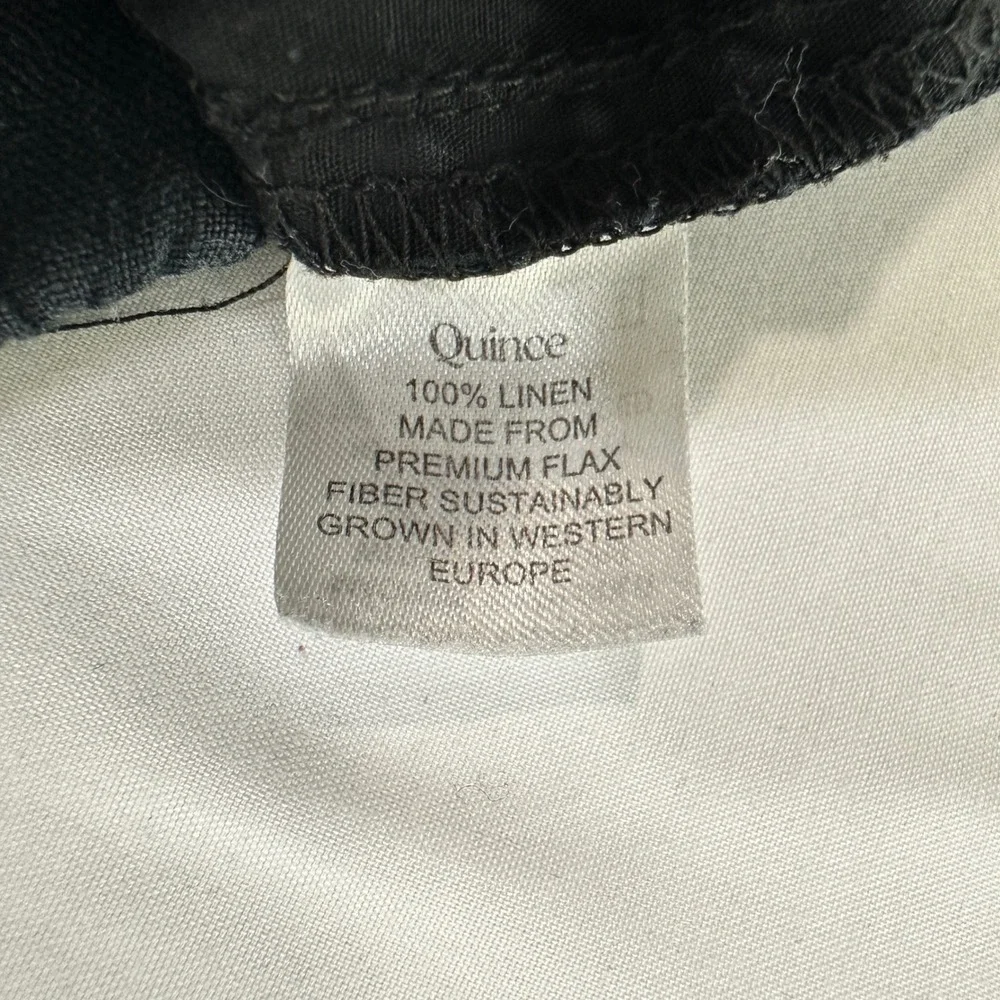 Quince 100% Linen Wide Leg Pants Womens XL Black Elastic Waist | Coastal Core